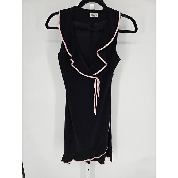 A&G Crush Jr. Women's Black Ruffle Shawl-Neck Sleeveless Faux Wrap Dress Size M - Picture 1 of 4